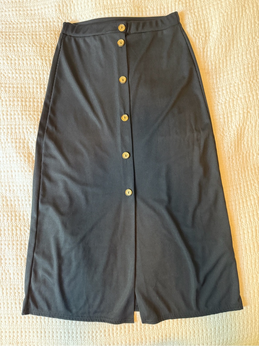 Nasty Gal Black Midi Skirt with Gold Buttons